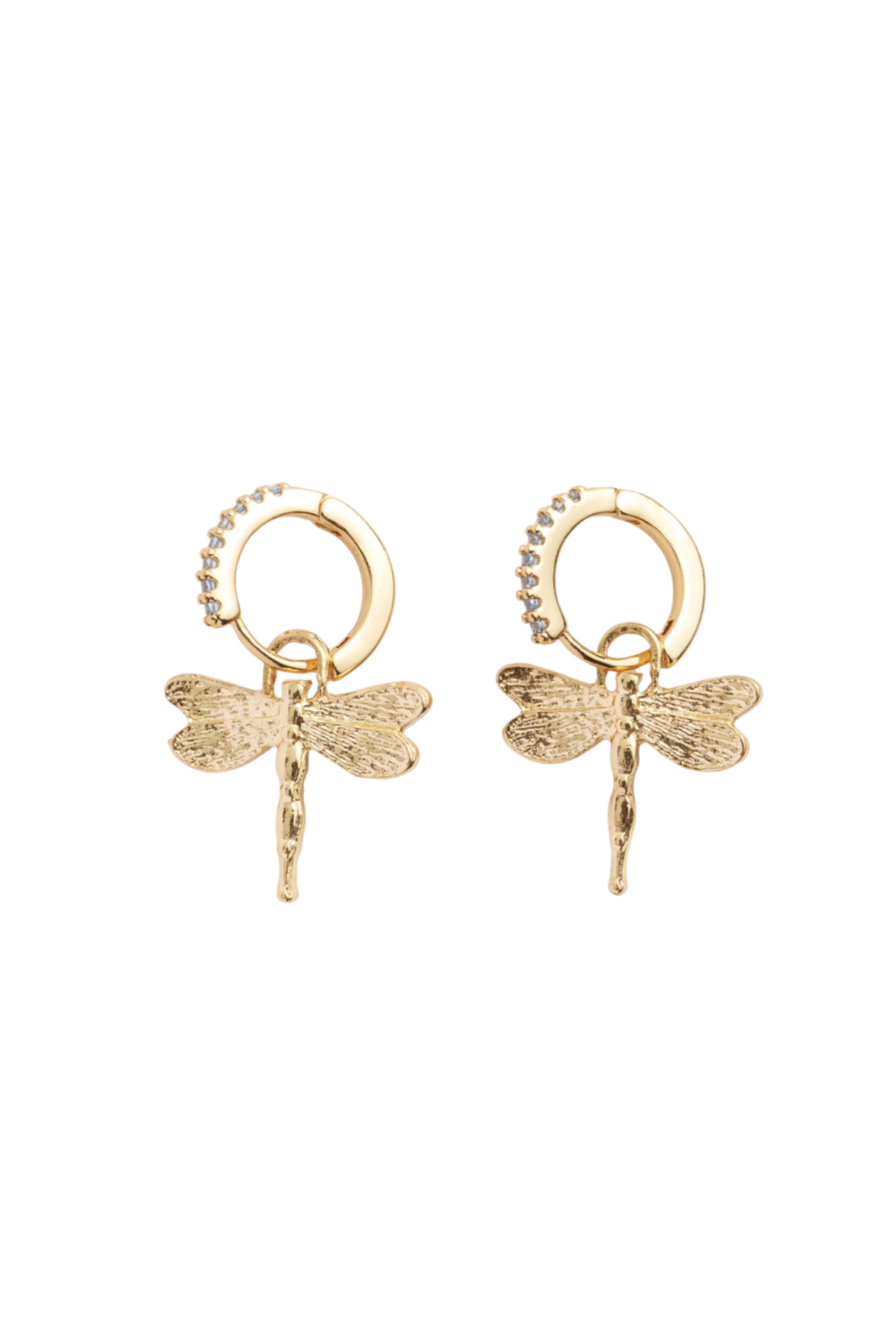 Dragonfly Charm Huggie Earrings
