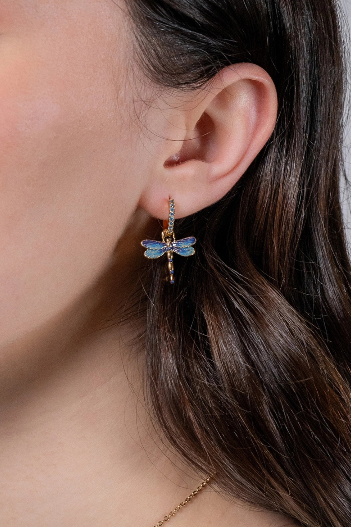 Dragonfly Charm Huggie Earrings