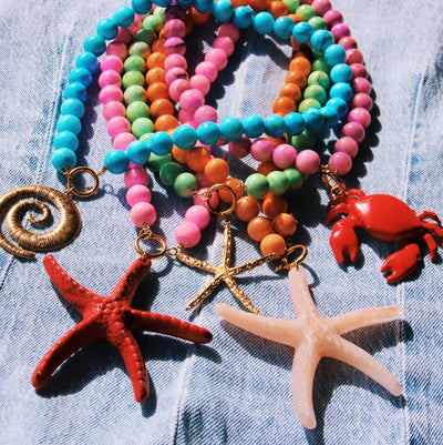Natural Stone Bead Necklace Pink