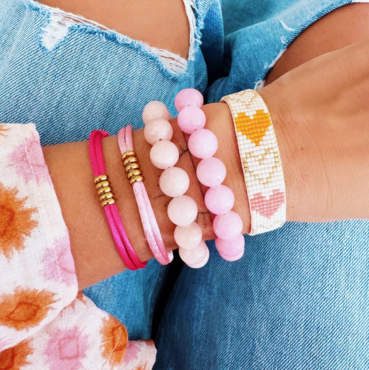 Natural Stone Bead Bracelet Peach