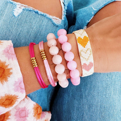 Natural Stone Bead Bracelet Peach