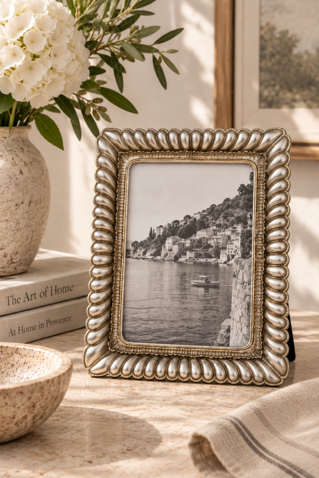 Fanned Rectangle Frame Pewter Finish 5x7