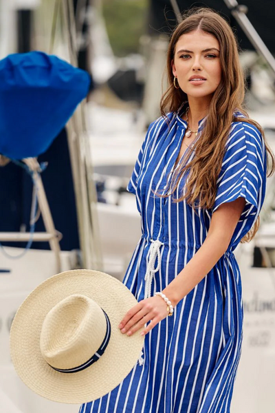 The Summer Fedora Navy Stripe