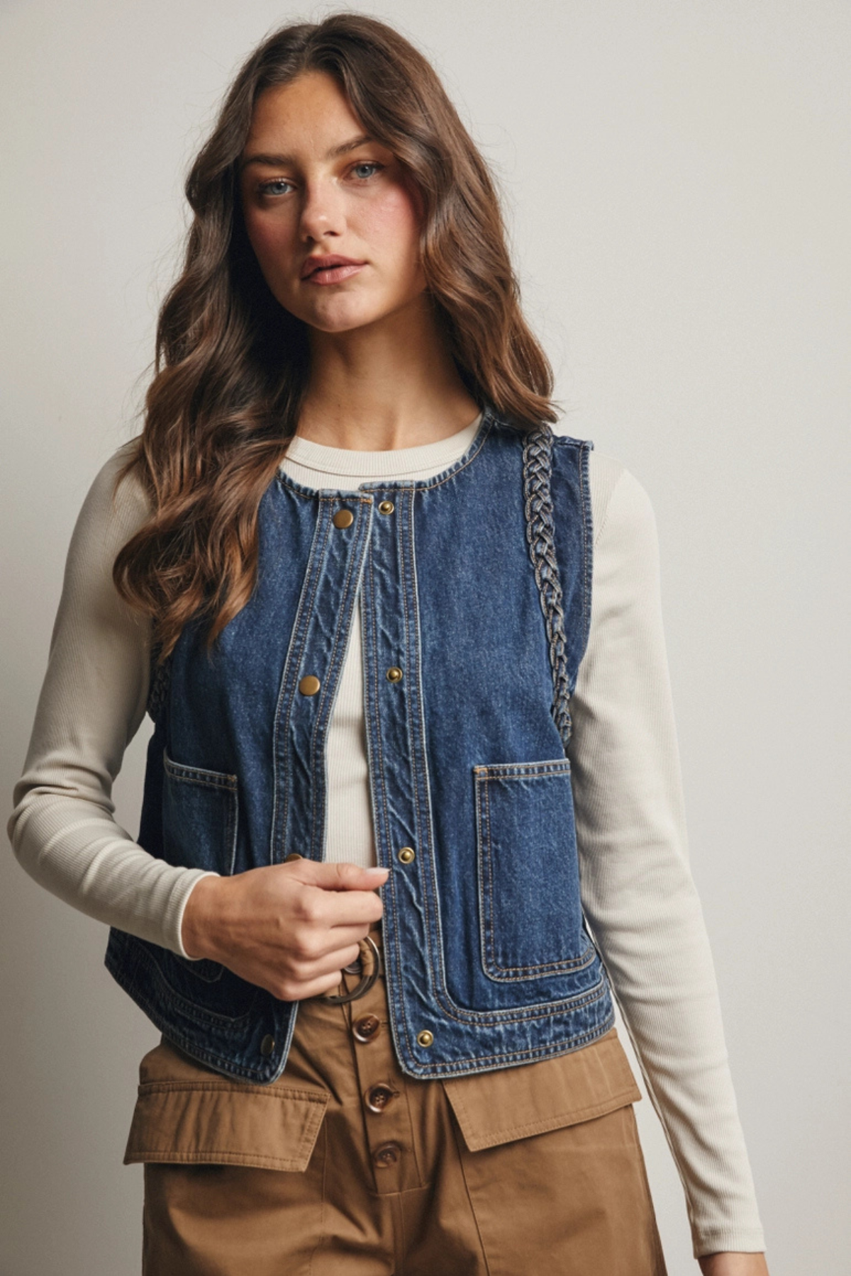 Braided Denim Vest