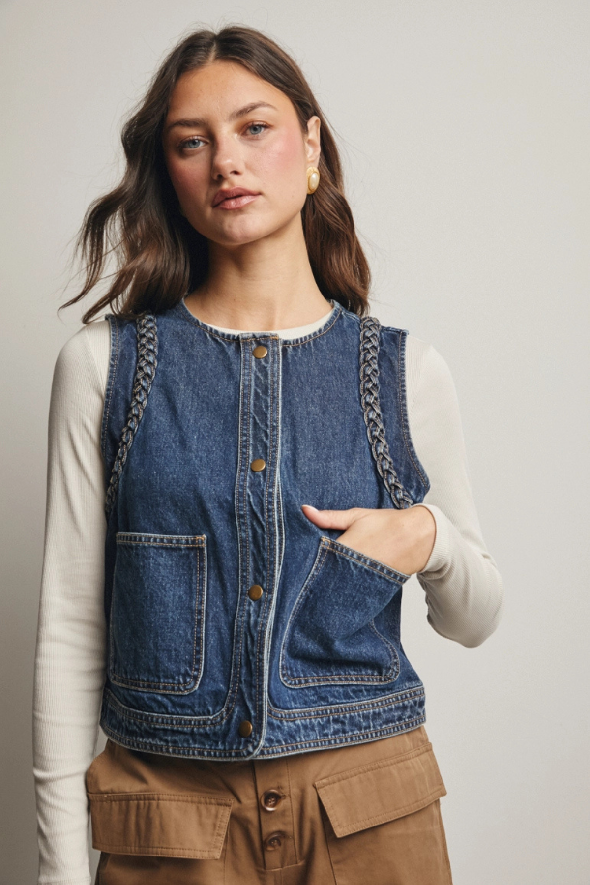 Braided Denim Vest