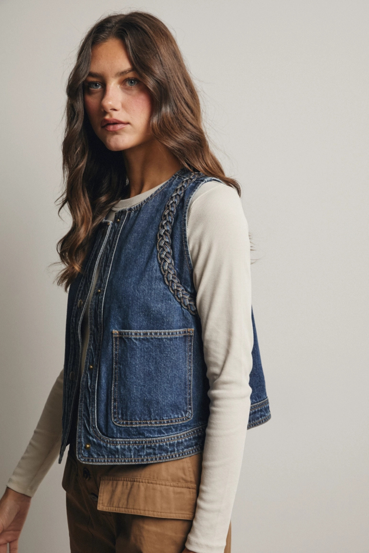 Braided Denim Vest