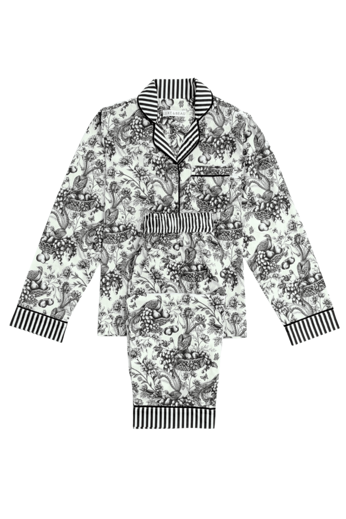 Black Toile Long Sleeve Pyjama Set