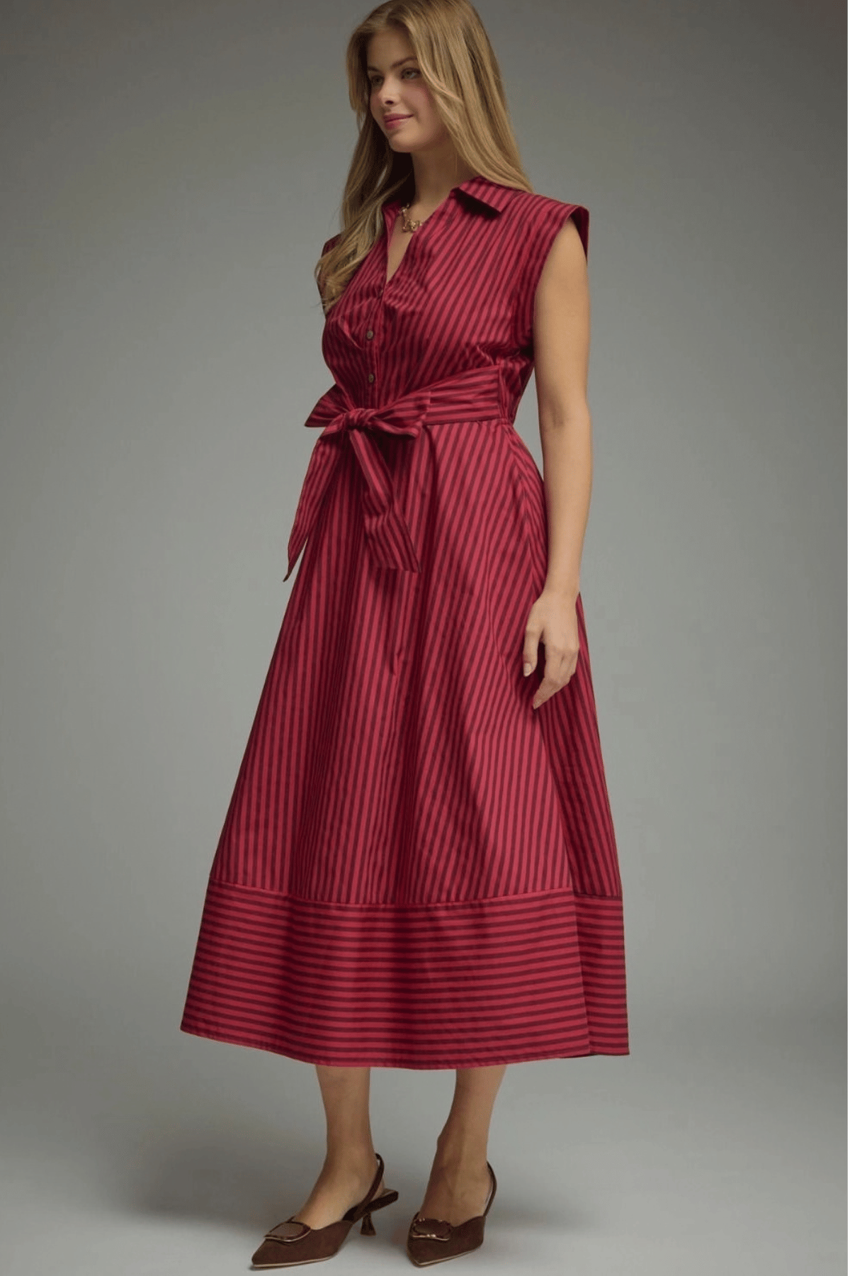 Marlo Dress Claret Stripe