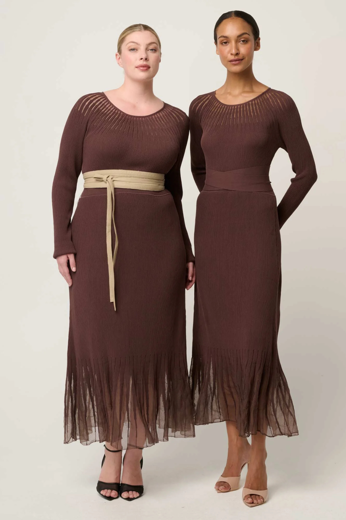 Rhiannon Sheer Knit Dress Mocha