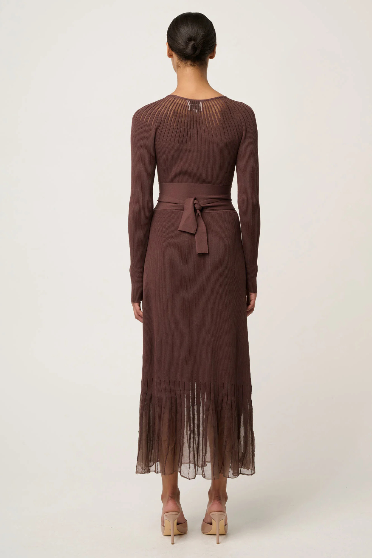 Rhiannon Sheer Knit Dress Mocha
