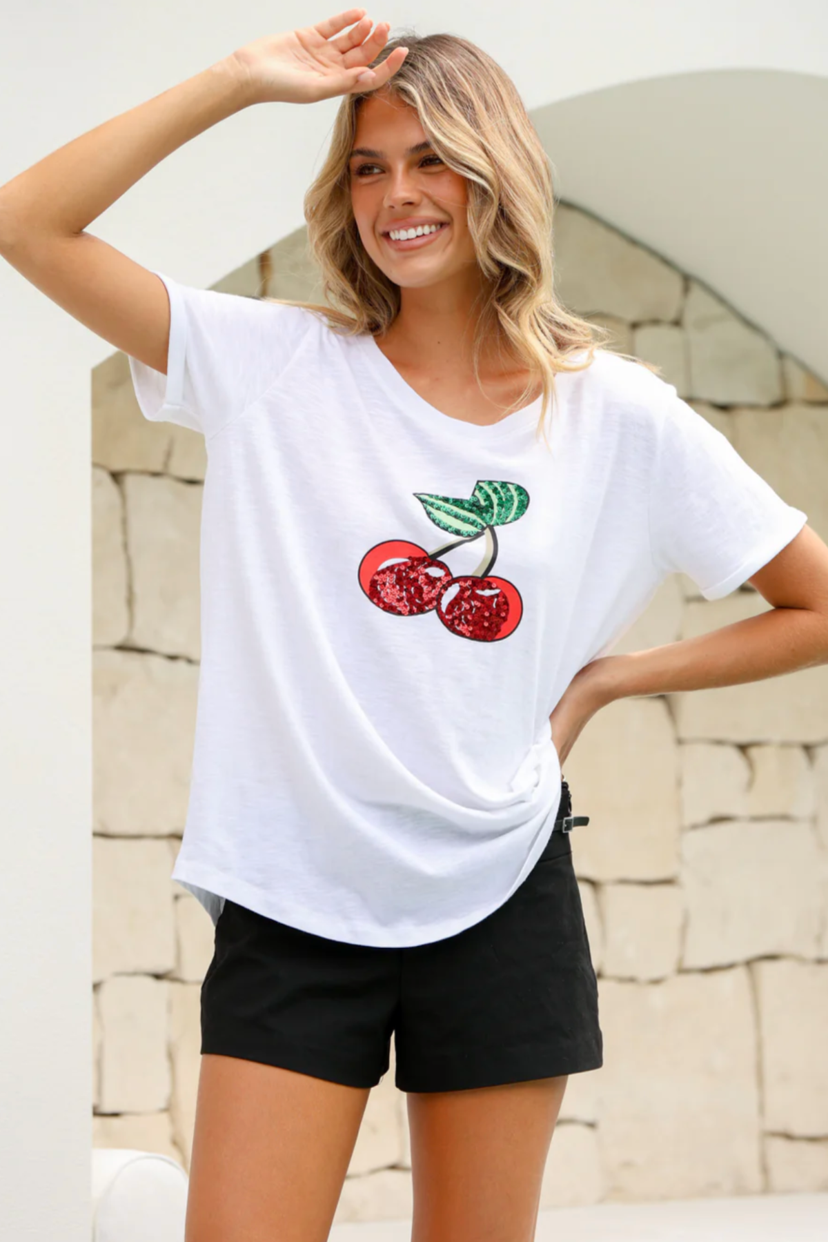 Sequin Cherry Tee