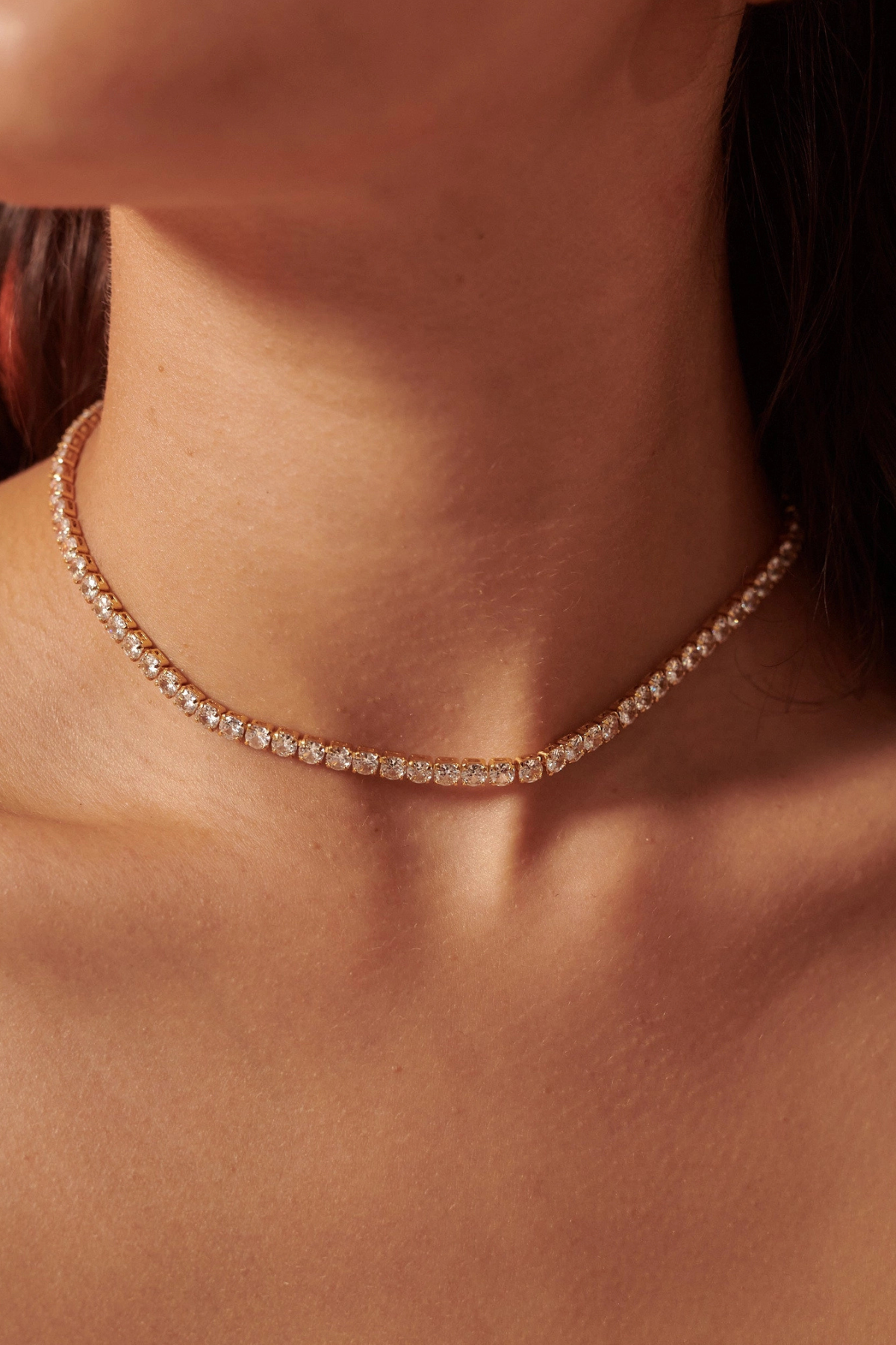 Tennis Diamanté 18K Gold Plated Necklace