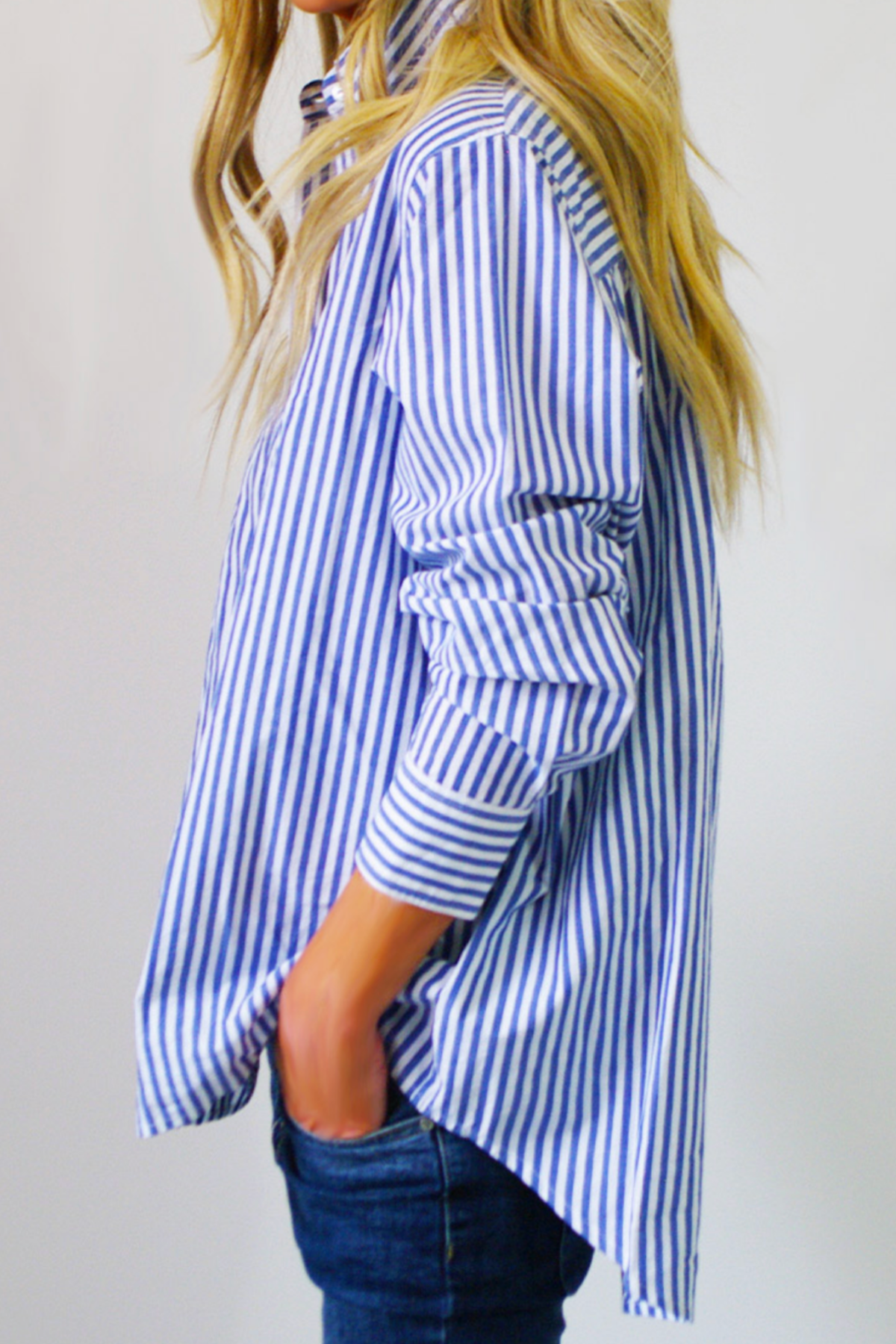 Riley Oversized Blue and White Stripe Shirt