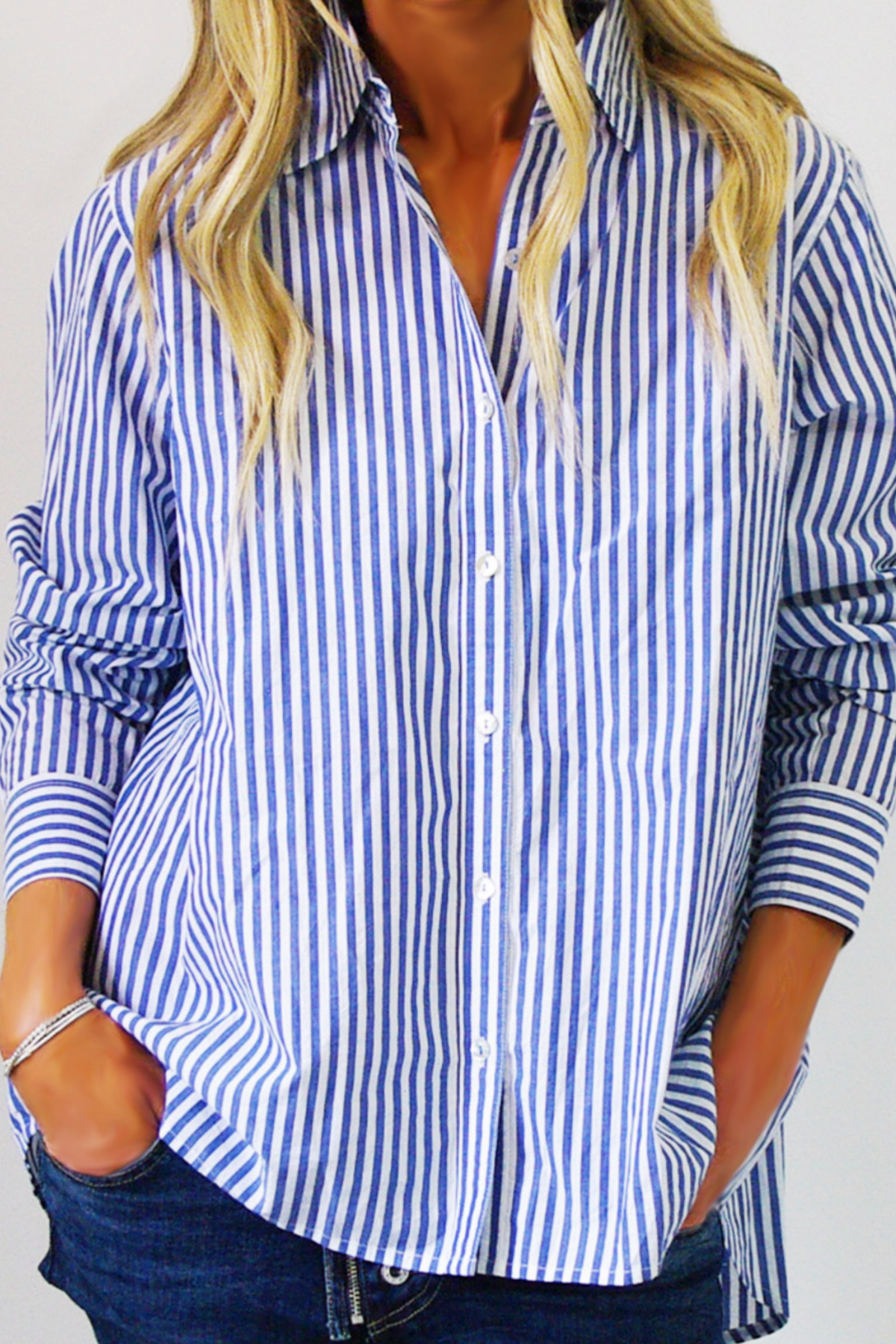 Riley Oversized Blue and White Stripe Shirt