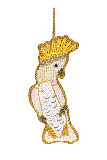 Yellow Crested Cockatoo Sequin Tree Decoration