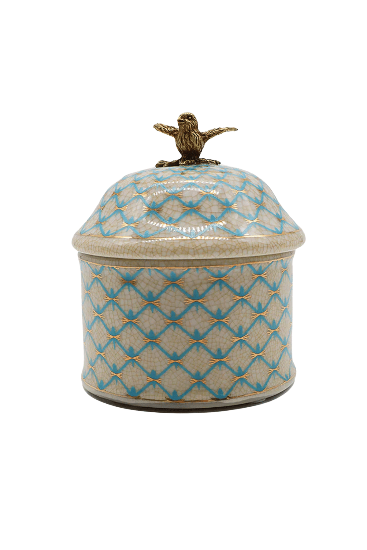 Blue and White Lidded Trinket Box