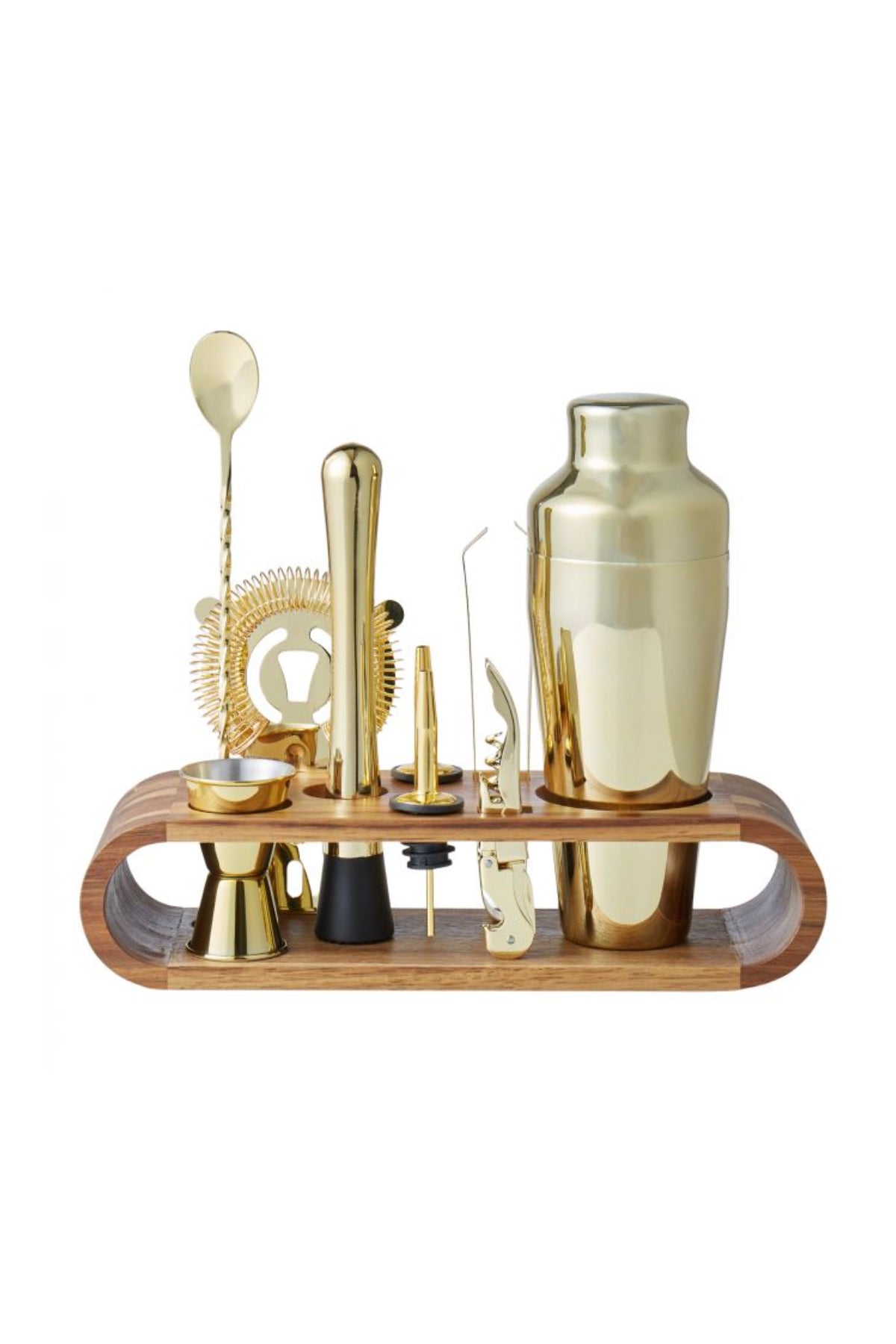 Bar Set with Acacia Stand 10pc