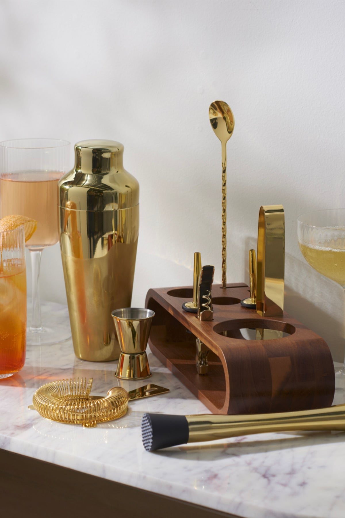 Bar Set with Acacia Stand 10pc