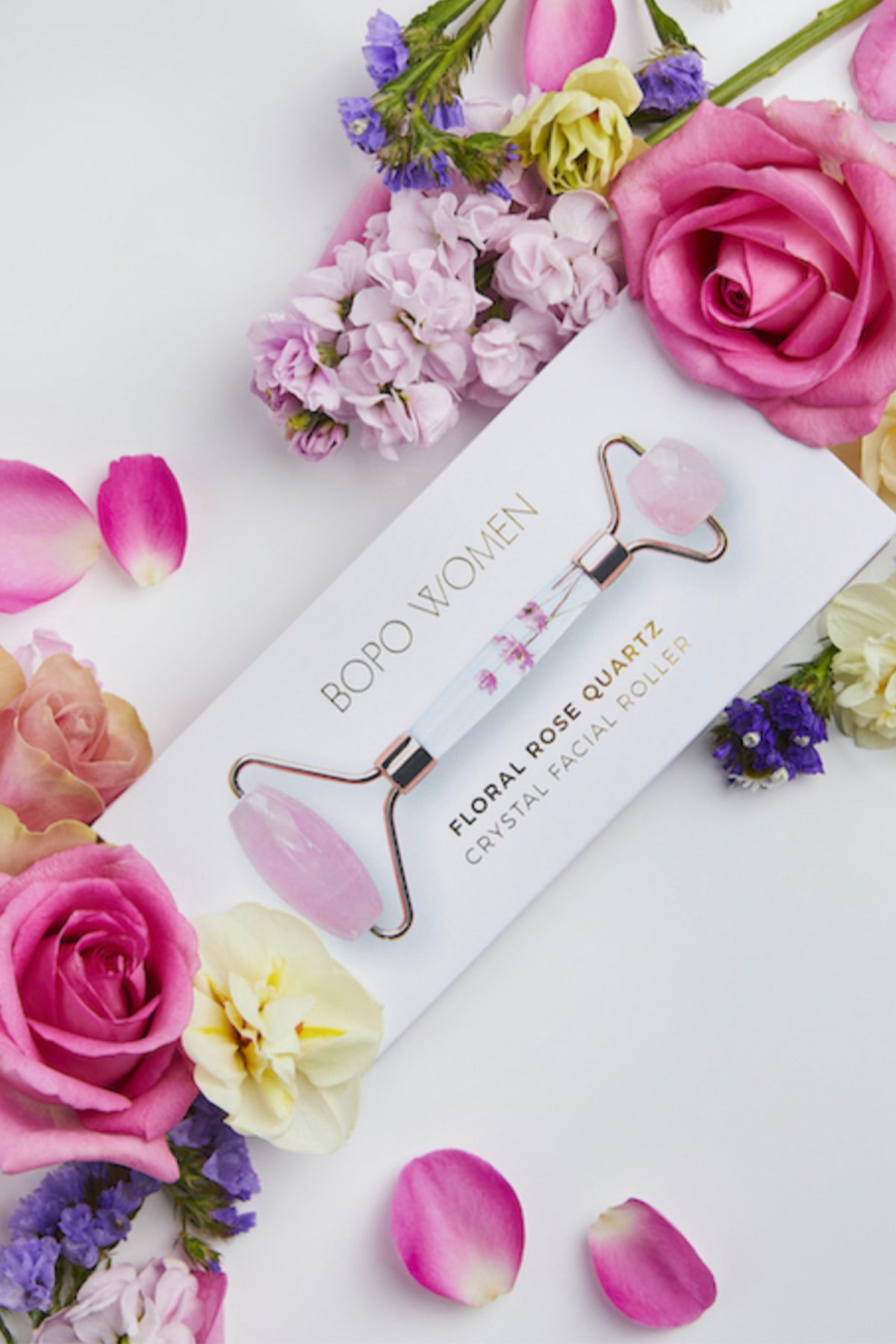 Floral Rose Quartz Facial Roller