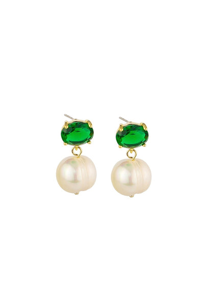 Emerald & Freshwater Pearl Earring