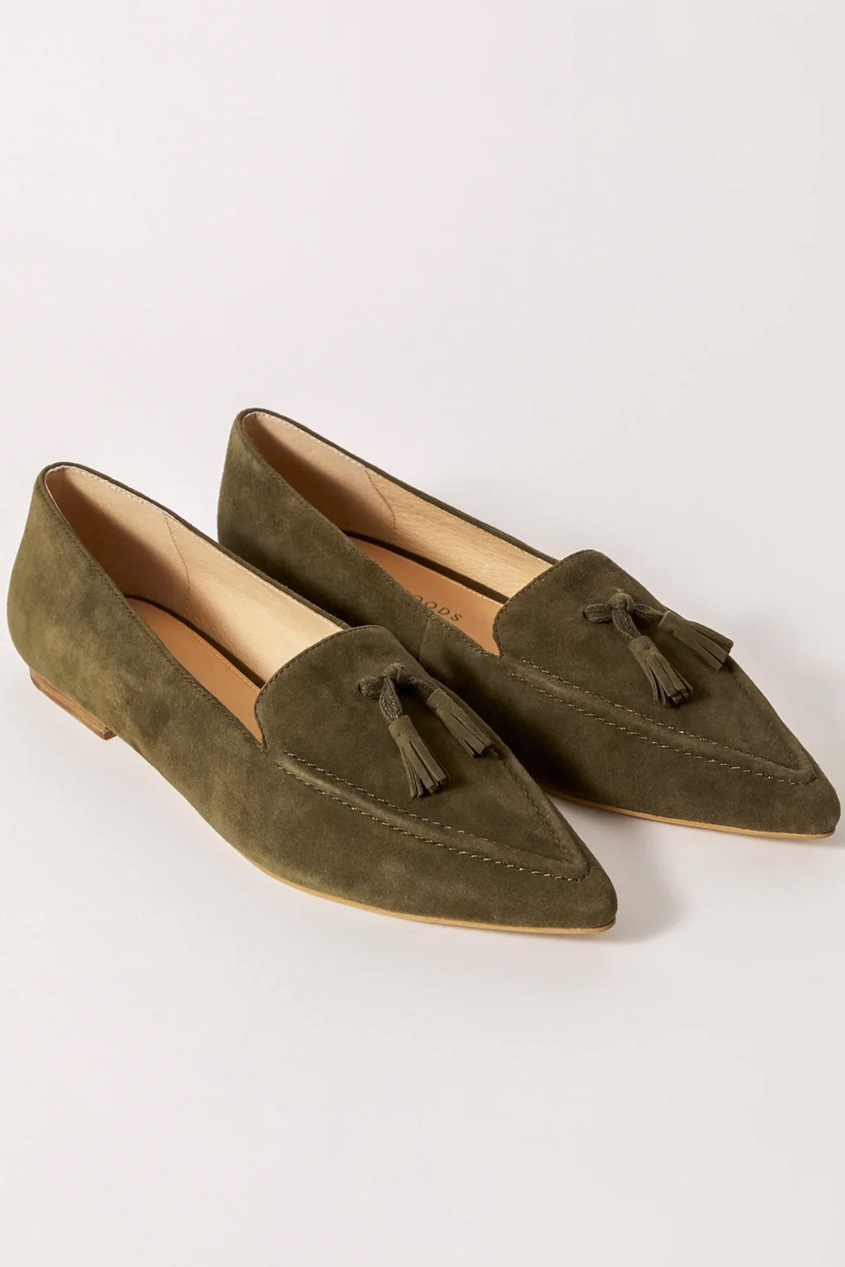Poplar Pointed Flat Khaki Suede