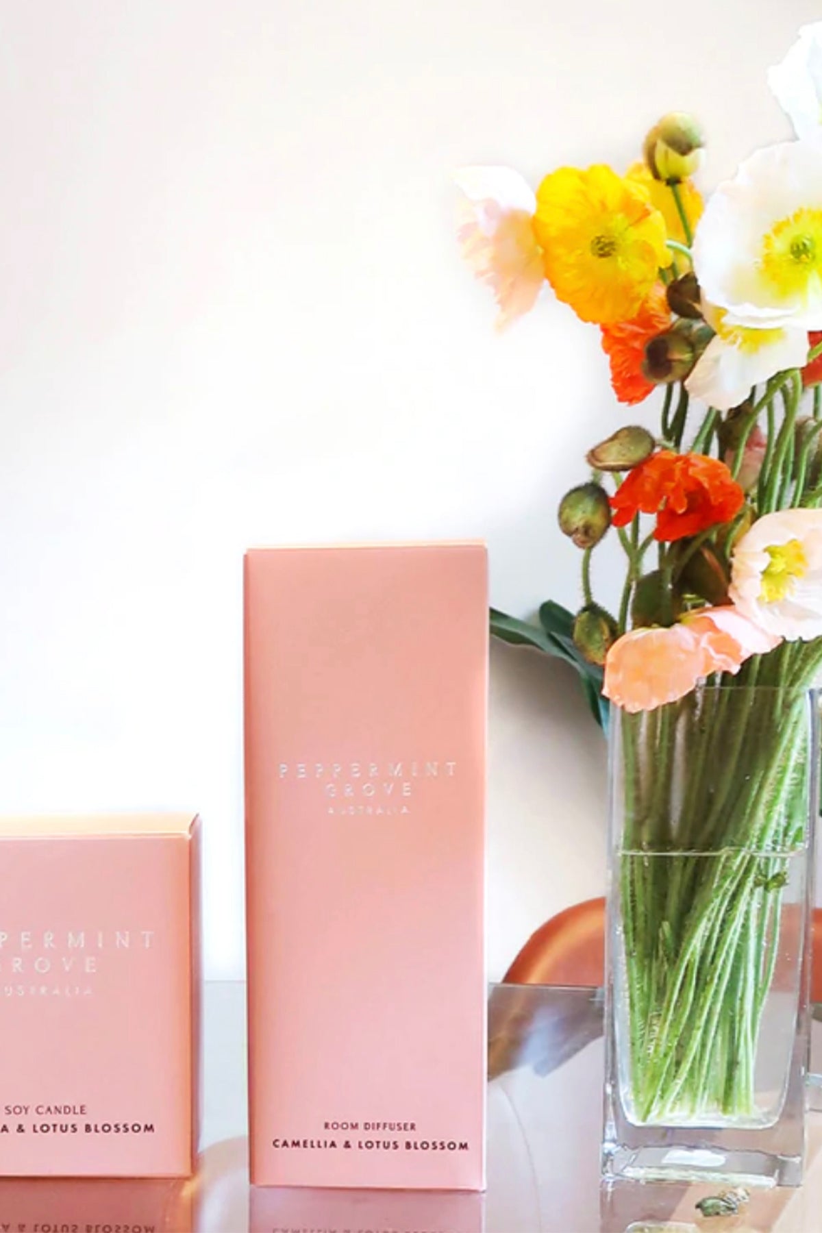 Candle Camellia and Lotus Blossom