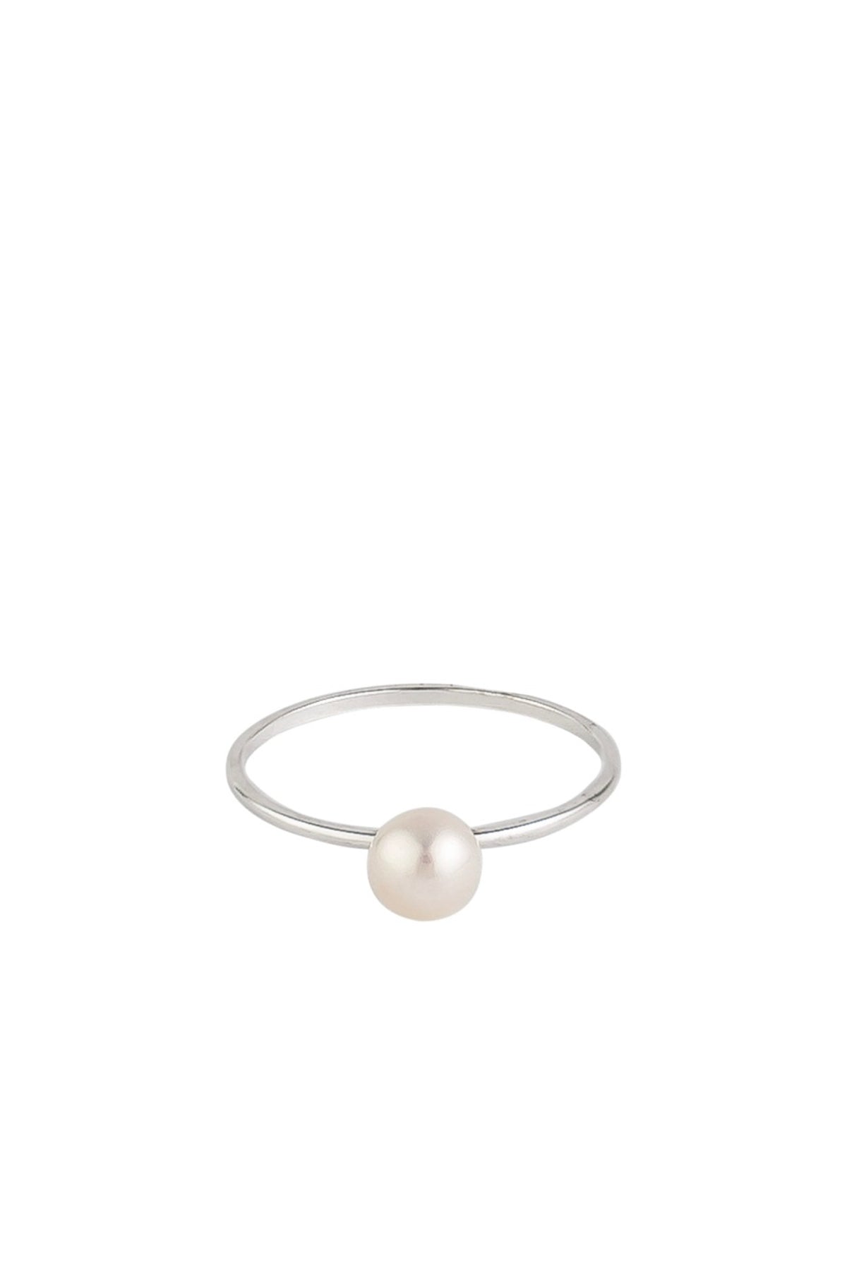 Silver Dainty Single Pearl Ring