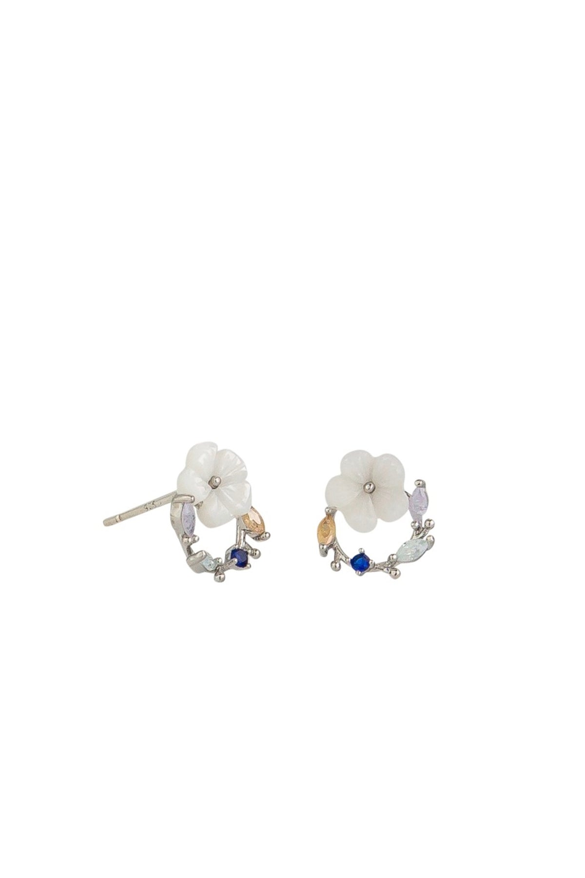 Silver Flower Garden Earring