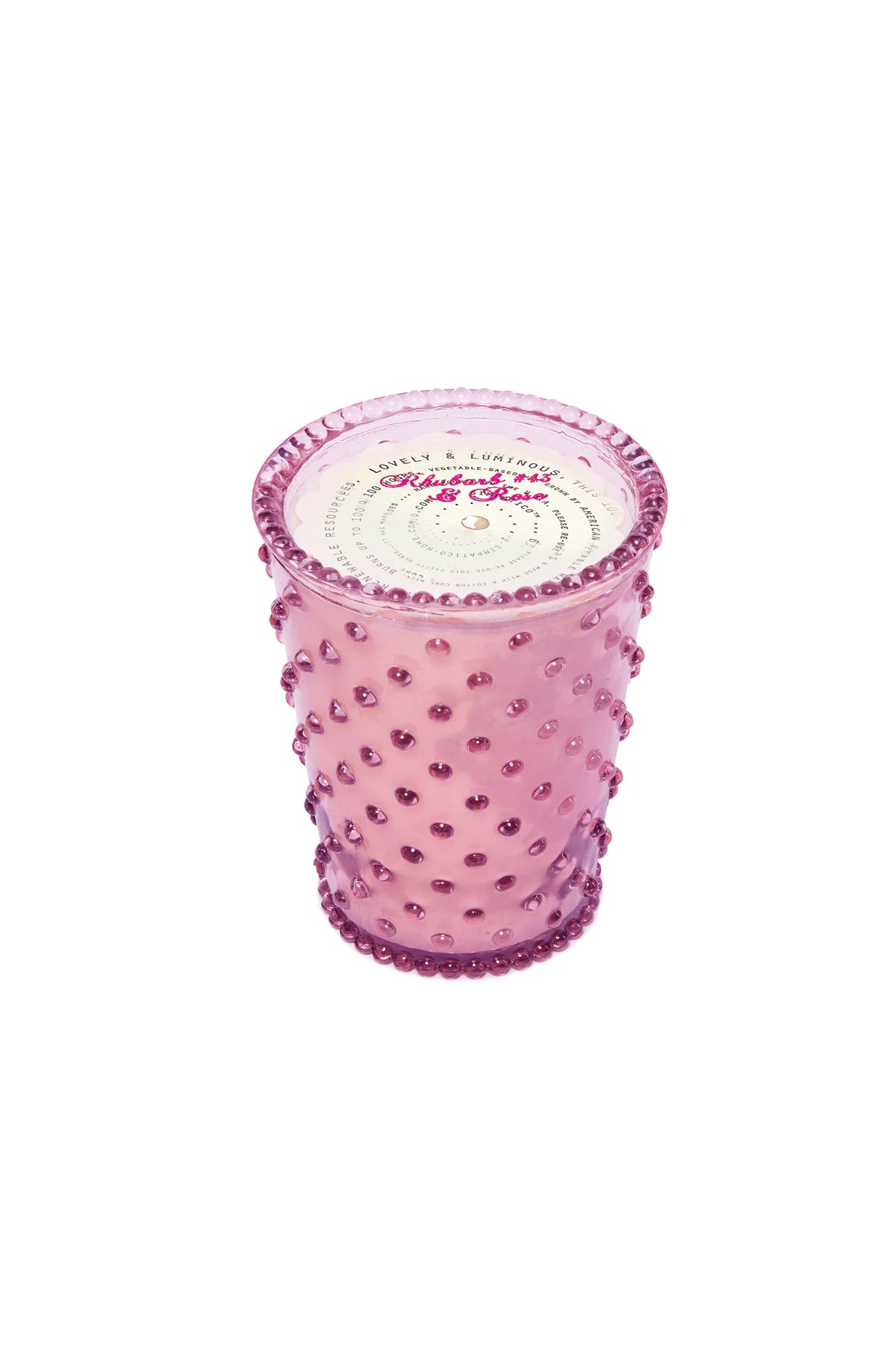 Rhubarb & Rose Hobnail Candle