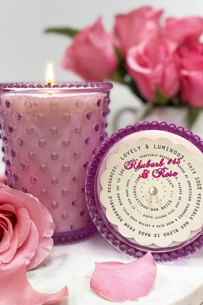 Rhubarb & Rose Hobnail Candle