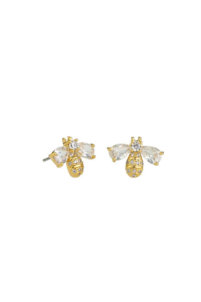 Gold Crystal Bee Studs