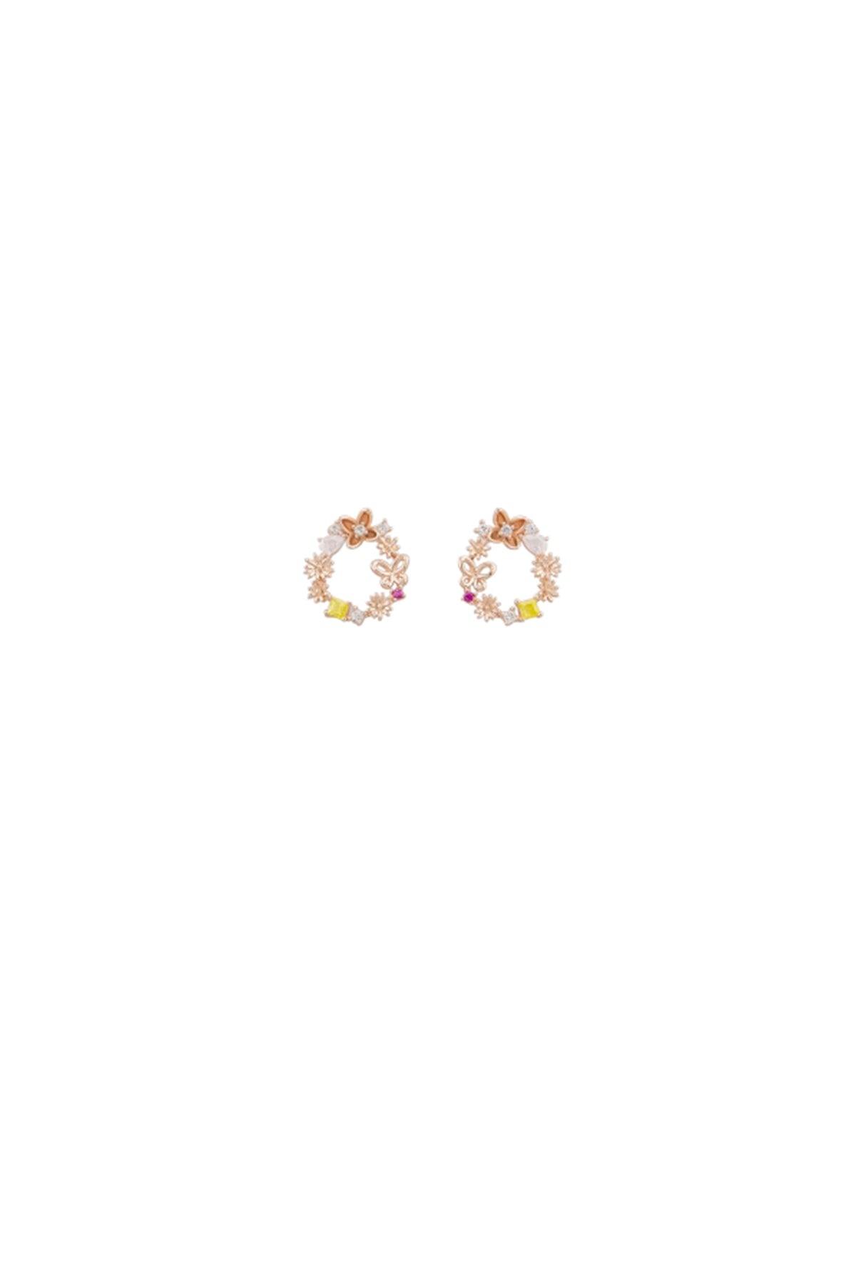 rose gold flower garden crystal earrings