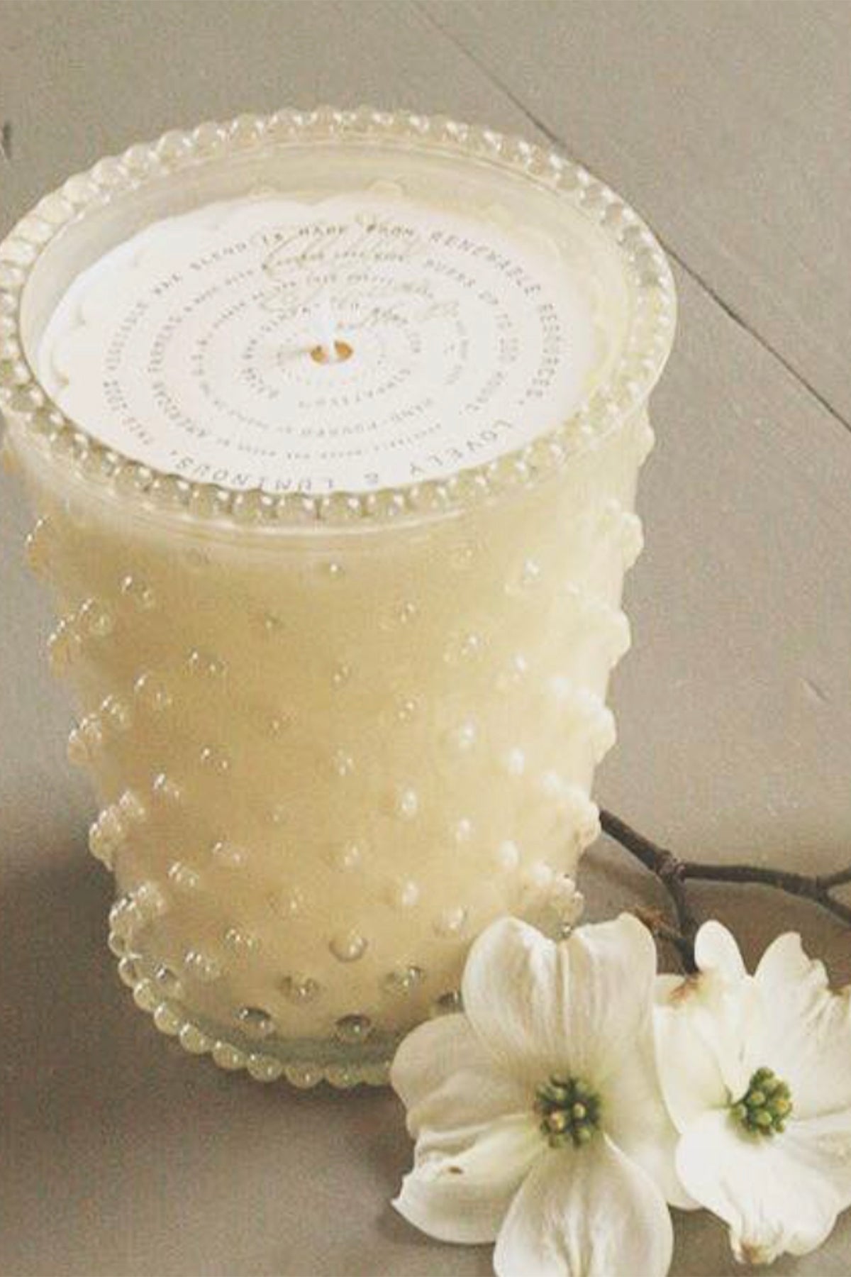 White Flower Hobnail Candle
