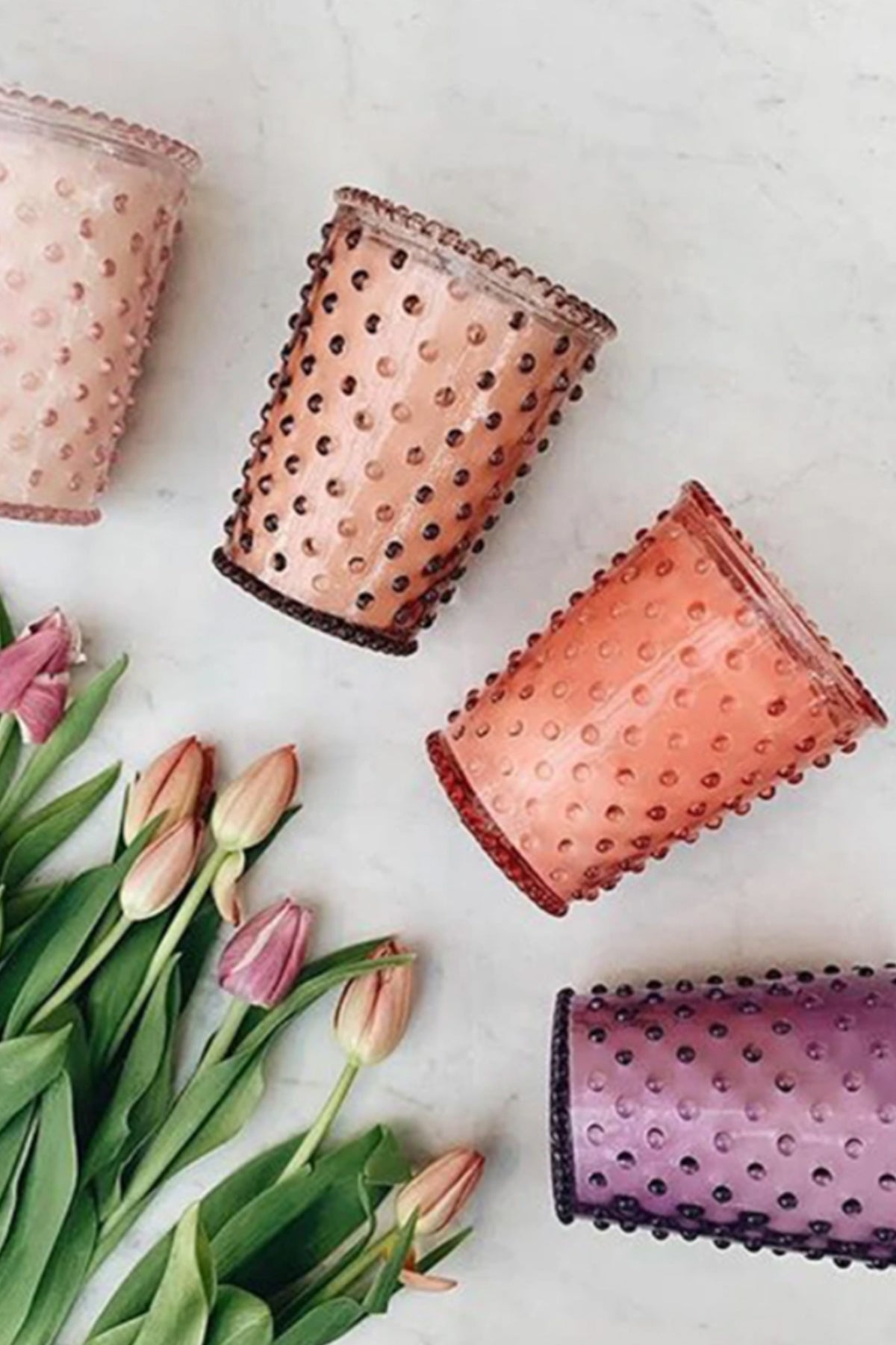 Coral Hobnail Candle